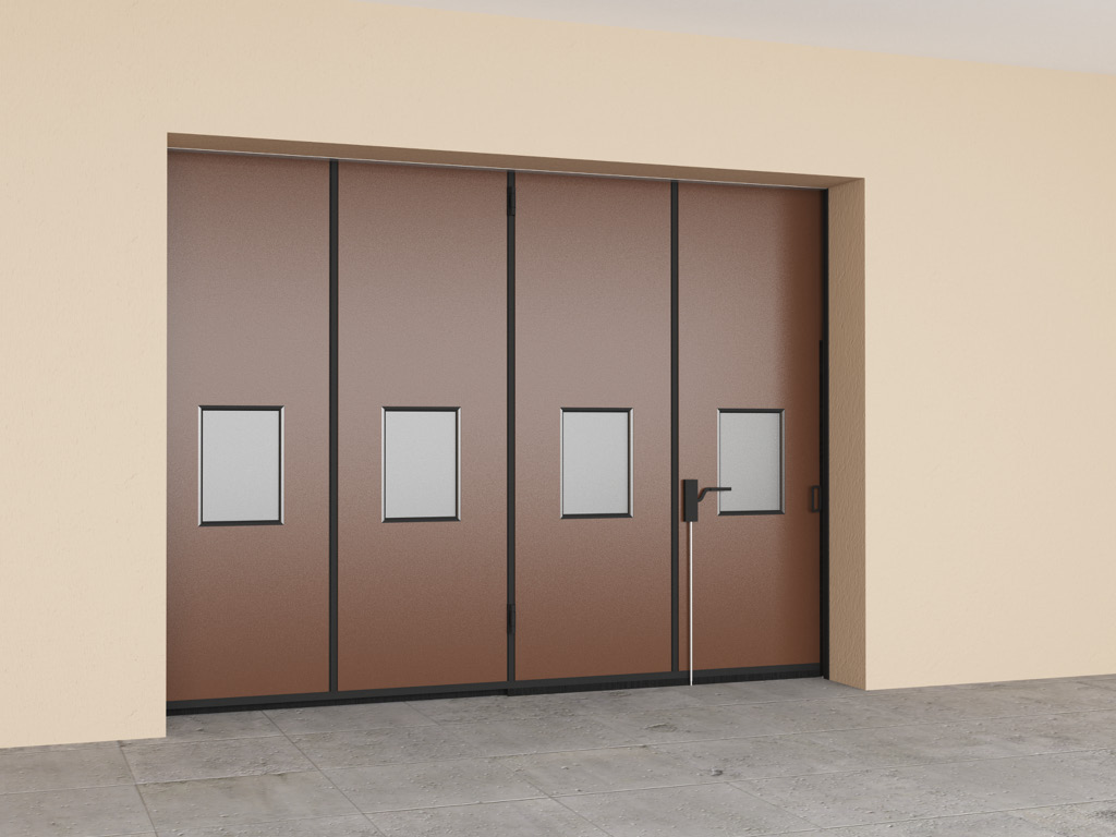 1296ПРОМЫШЛЕННЫЕ ОТКАТНЫЕ ВОРОТА БЕЗ НИЖНЕЙ НАПРАВЛЯЮЩЕЙ