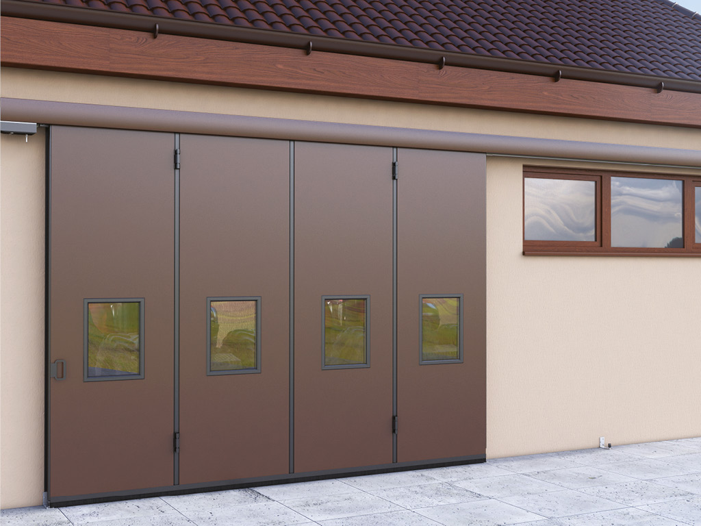 ПРОМЫШЛЕННЫЕ ОТКАТНЫЕ ВОРОТА БЕЗ НИЖНЕЙ НАПРАВЛЯЮЩЕЙ