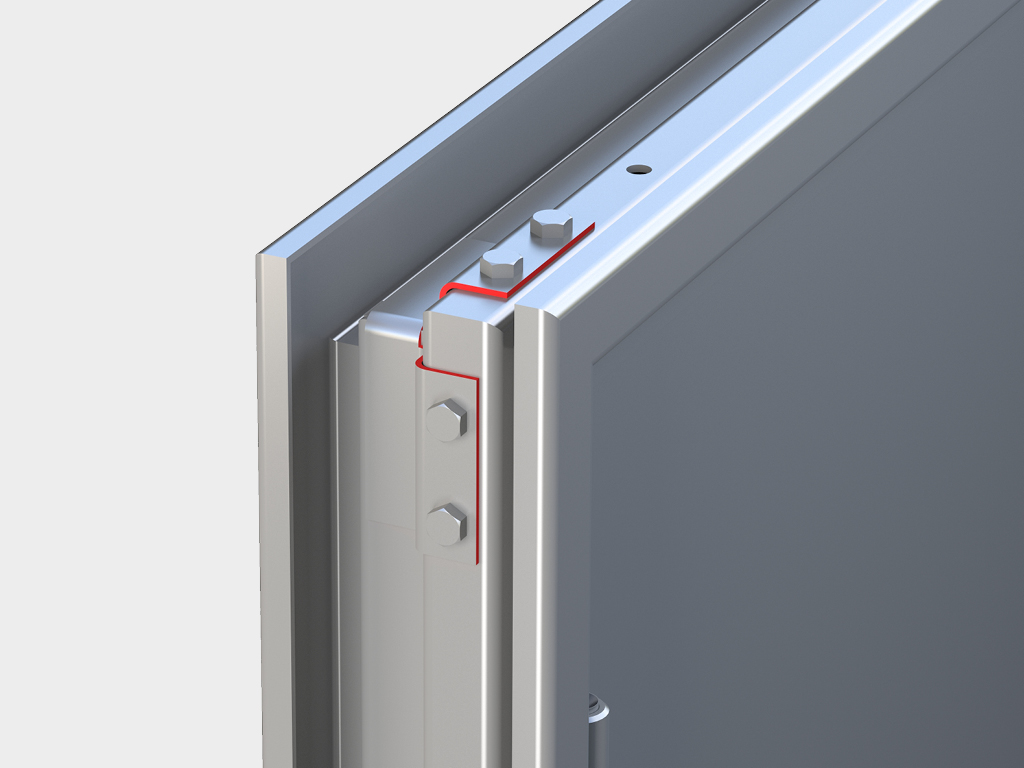 <p>Стальная рама с усиливающими уголками на стыках препятствует провисанию створки</p>
